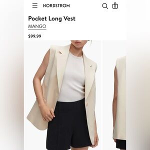 Mango Oversized Sleeveless Blazer / Vest